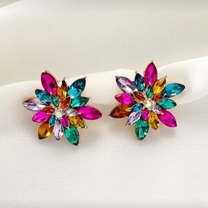 Multicolor Floral Statement Earrings